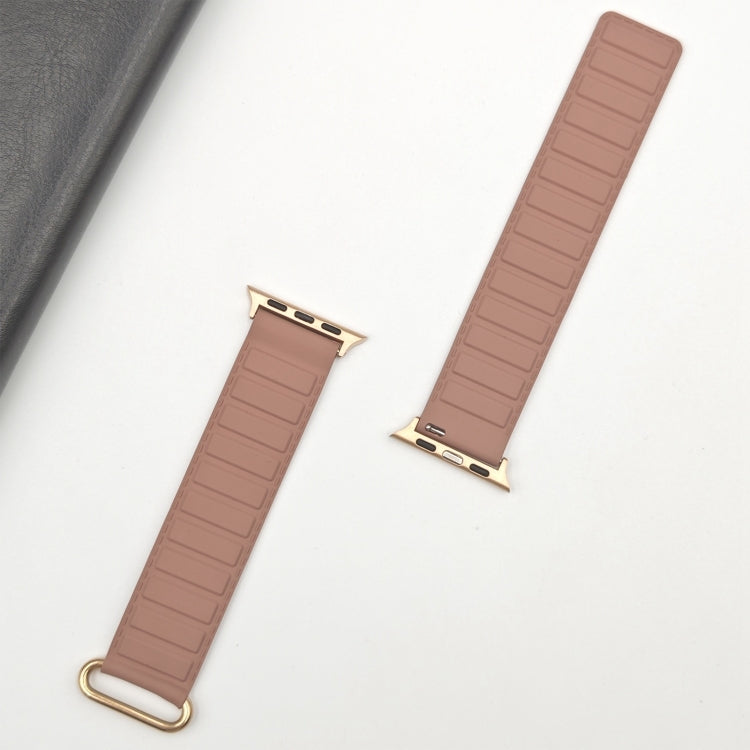 For Apple Watch 9 45mm Reverse Buckle Magnetic Silicone Watch Band(Rose Buckle Rouge) - Watch Bands by PMC TechLife | Online Shopping South Africa | PMC TechLife