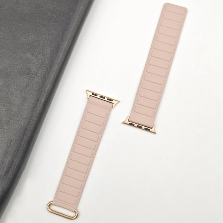 For Apple Watch 9 45mm Reverse Buckle Magnetic Silicone Watch Band(Rose Buckle Pink) - Watch Bands by PMC TechLife | Online Shopping South Africa | PMC TechLife