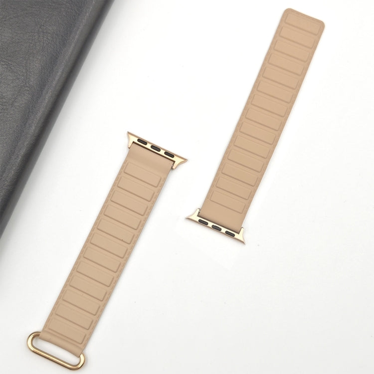 For Apple Watch SE 2023 44mm Reverse Buckle Magnetic Silicone Watch Band(Rose Buckle Milk Grey) - Watch Bands by PMC TechLife | Online Shopping South Africa | PMC TechLife