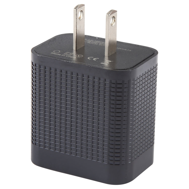 LZ-106PD 25W USB-C / Type-C Ports Plaid Pattern Travel Charger, US Plug(Black) - free shipping - PMC TechLife - Order now!