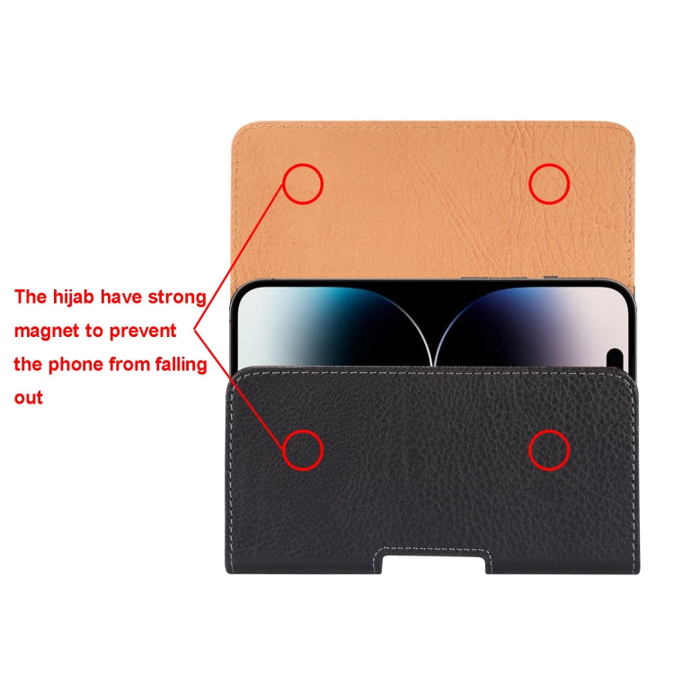 For 6.7-6.9 inch Phone Litchi Texture Iron Clip Back Buckle Waist-mounted Phone Case Horizontal Plate(Black) - free shipping - PMC TechLife - Order now!