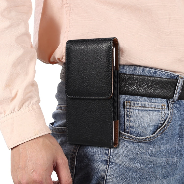 For 6.7-6.9 inch Phone Litchi Texture Iron Clip Back Buckle Waist-mounted Phone Case Vertical Plate(Black) - free shipping - PMC TechLife - Order now!