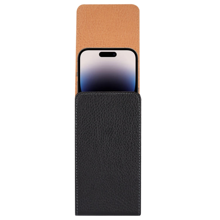 For 6.7-6.9 inch Phone Litchi Texture Iron Clip Back Buckle Waist-mounted Phone Case Vertical Plate(Black) - free shipping - PMC TechLife - Order now!