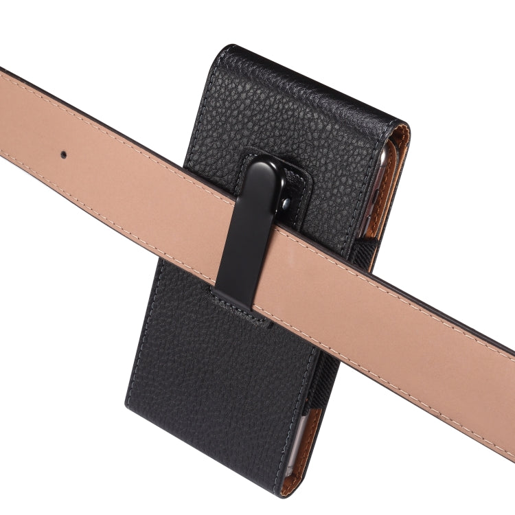 For 6.7-6.9 inch Phone Litchi Texture Iron Clip Back Buckle Waist-mounted Phone Case Vertical Plate(Black) - free shipping - PMC TechLife - Order now!