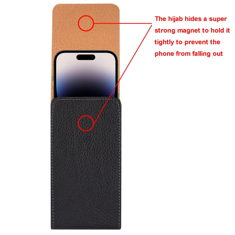 For 6.7-6.9 inch Phone Litchi Texture Iron Clip Back Buckle Waist-mounted Phone Case Vertical Plate(Black) - free shipping - PMC TechLife - Order now!