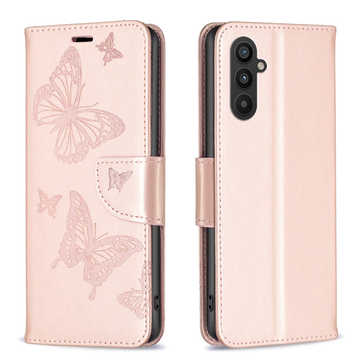 For Samsung Galaxy A25 5G Embossing Two Butterflies Pattern Leather Phone Case(Rose Gold) - free shipping - PMC TechLife - Order now!