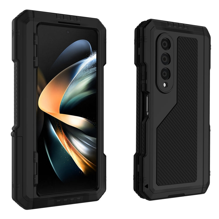 For Samsung Galaxy Z Fold4 LK Metal Shockproof Life Waterproof Dustproof Phone Case with Folding Holder(Black) - free shipping - PMC TechLife - Order now!