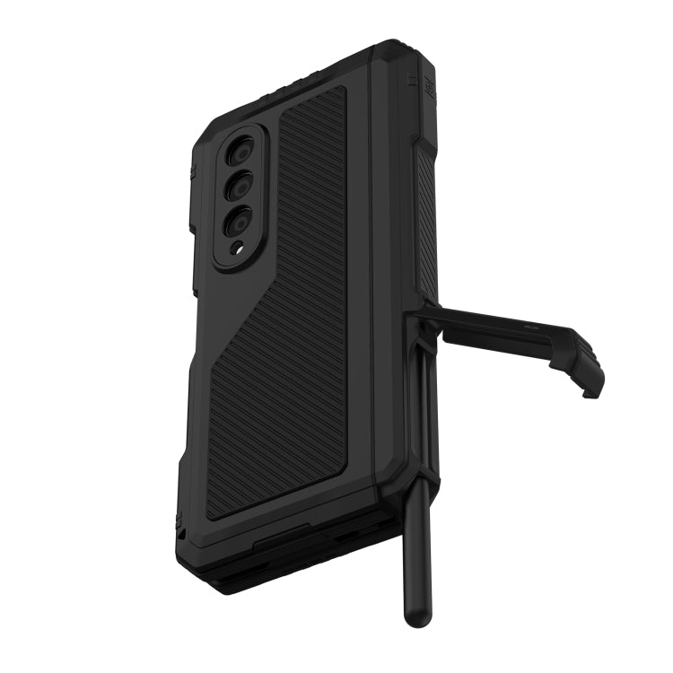 For Samsung Galaxy Z Fold4 LK Metal Shockproof Life Waterproof Dustproof Phone Case with Folding Holder(Black) - free shipping - PMC TechLife - Order now!