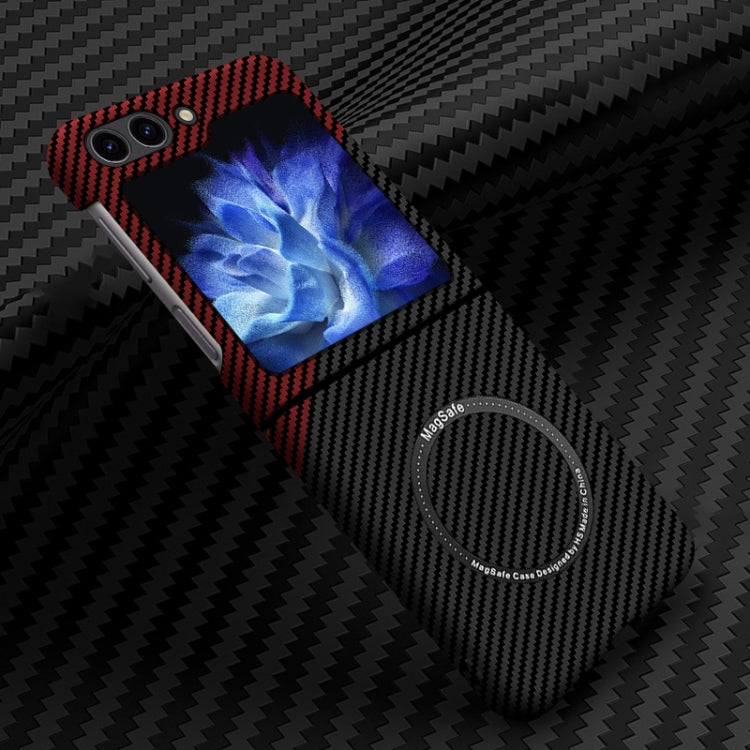 For Samsung Galaxy Z Flip5 Carbon Fiber Texture MagSafe Magnetic Phone Case(Black Red) - Galaxy Z Flip5 Cases by PMC TechLife | Online Shopping South Africa | PMC TechLife