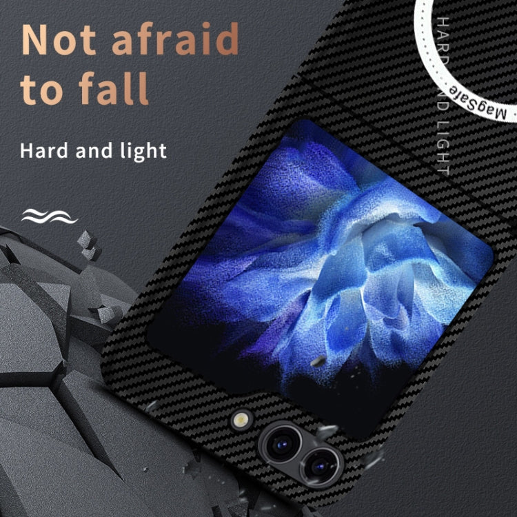 For Samsung Galaxy Z Flip5 Carbon Fiber Texture MagSafe Magnetic Phone Case(Black Silver) - Galaxy Z Flip5 Cases by PMC TechLife | Online Shopping South Africa | PMC TechLife