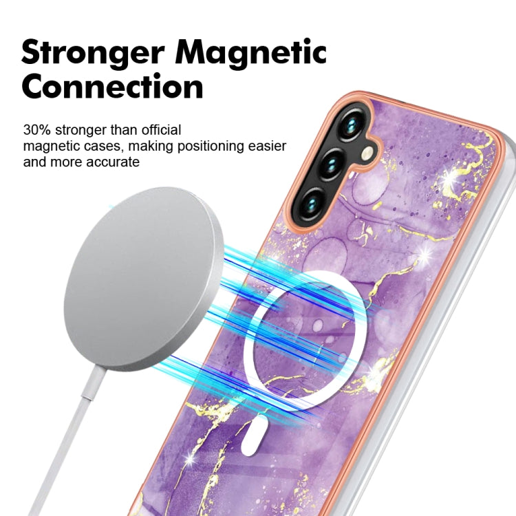 For Samsung Galaxy A34 5G Marble Pattern Dual-side IMD Magsafe TPU Phone Case(Purple 002) - Galaxy Phone Cases by PMC TechLife | Online Shopping South Africa | PMC TechLife