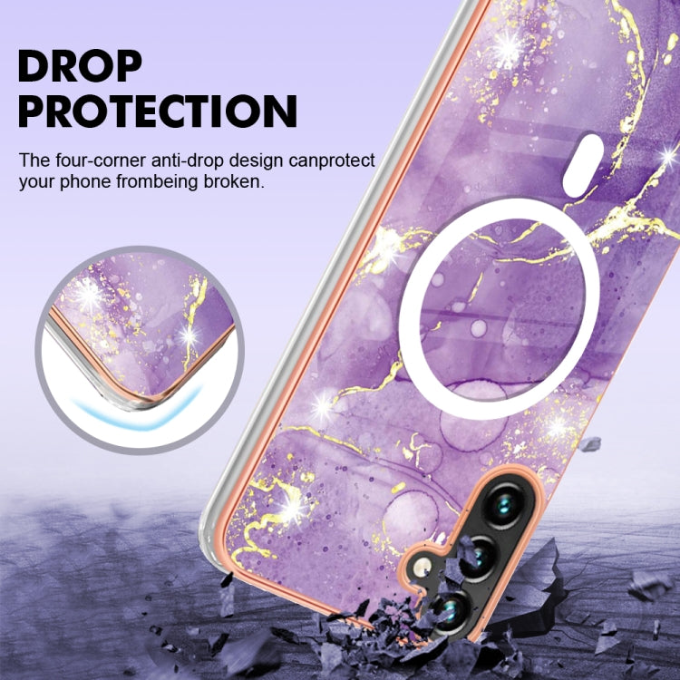 For Samsung Galaxy A34 5G Marble Pattern Dual-side IMD Magsafe TPU Phone Case(Purple 002) - Galaxy Phone Cases by PMC TechLife | Online Shopping South Africa | PMC TechLife