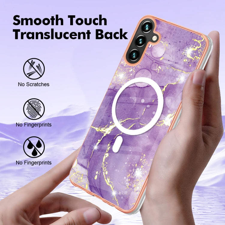 For Samsung Galaxy A34 5G Marble Pattern Dual-side IMD Magsafe TPU Phone Case(Purple 002) - Galaxy Phone Cases by PMC TechLife | Online Shopping South Africa | PMC TechLife