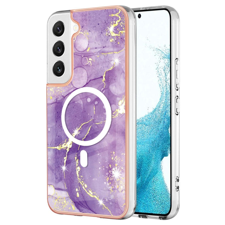 For Samsung Galaxy S22 5G Marble Pattern Dual-side IMD Magsafe TPU Phone Case(Purple 002) - Galaxy S22 5G Cases by PMC TechLife | Online Shopping South Africa | PMC TechLife