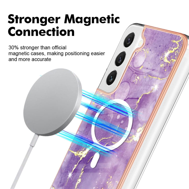 For Samsung Galaxy S22 5G Marble Pattern Dual-side IMD Magsafe TPU Phone Case(Purple 002) - Galaxy S22 5G Cases by PMC TechLife | Online Shopping South Africa | PMC TechLife