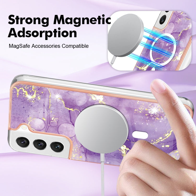For Samsung Galaxy S22 5G Marble Pattern Dual-side IMD Magsafe TPU Phone Case(Purple 002) - Galaxy S22 5G Cases by PMC TechLife | Online Shopping South Africa | PMC TechLife