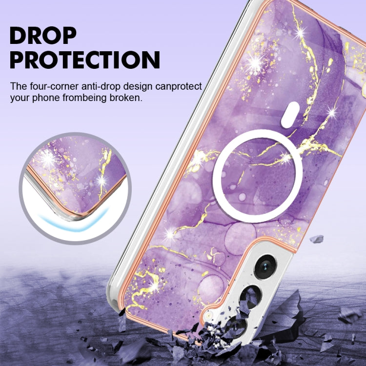 For Samsung Galaxy S22 5G Marble Pattern Dual-side IMD Magsafe TPU Phone Case(Purple 002) - Galaxy S22 5G Cases by PMC TechLife | Online Shopping South Africa | PMC TechLife