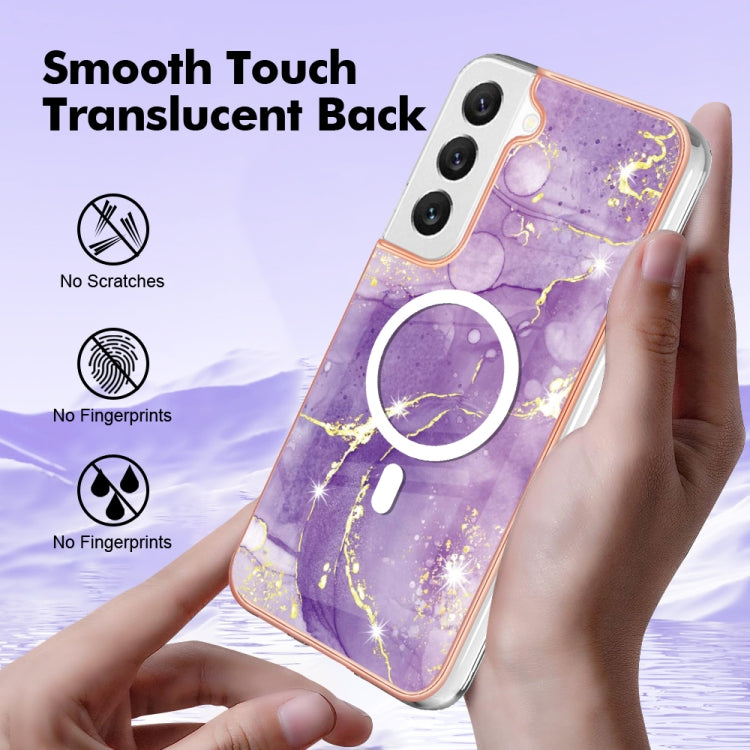 For Samsung Galaxy S22 5G Marble Pattern Dual-side IMD Magsafe TPU Phone Case(Purple 002) - Galaxy S22 5G Cases by PMC TechLife | Online Shopping South Africa | PMC TechLife