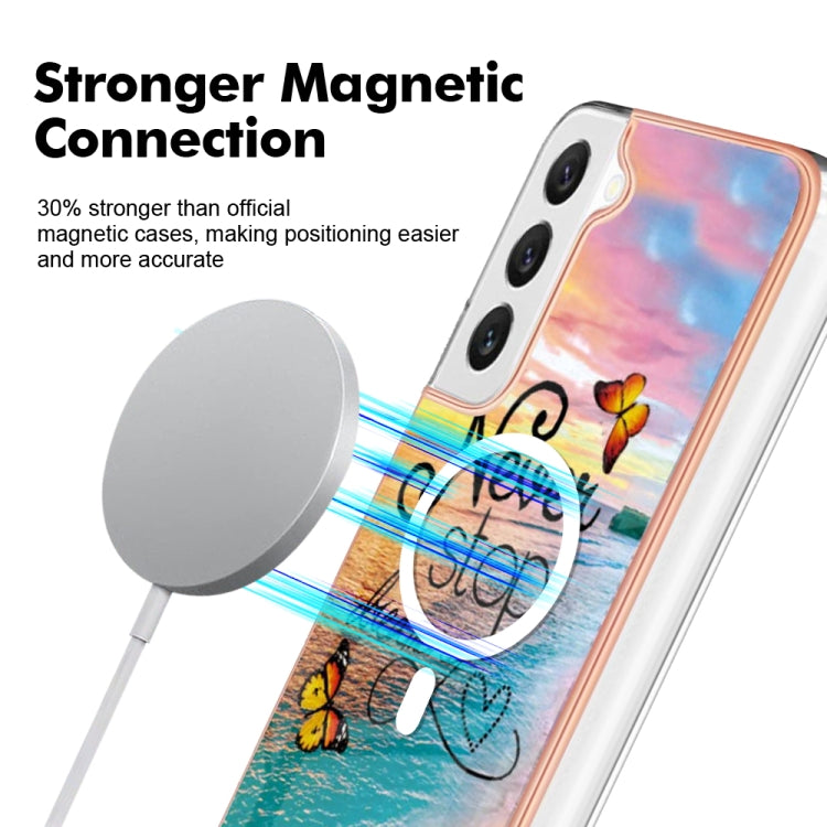 For Samsung Galaxy S22+ 5G Marble Pattern Dual-side IMD Magsafe TPU Phone Case(Dream Butterfly) - Galaxy S22+ 5G Cases by PMC TechLife | Online Shopping South Africa | PMC TechLife | Buy Now Pay Later Mobicred