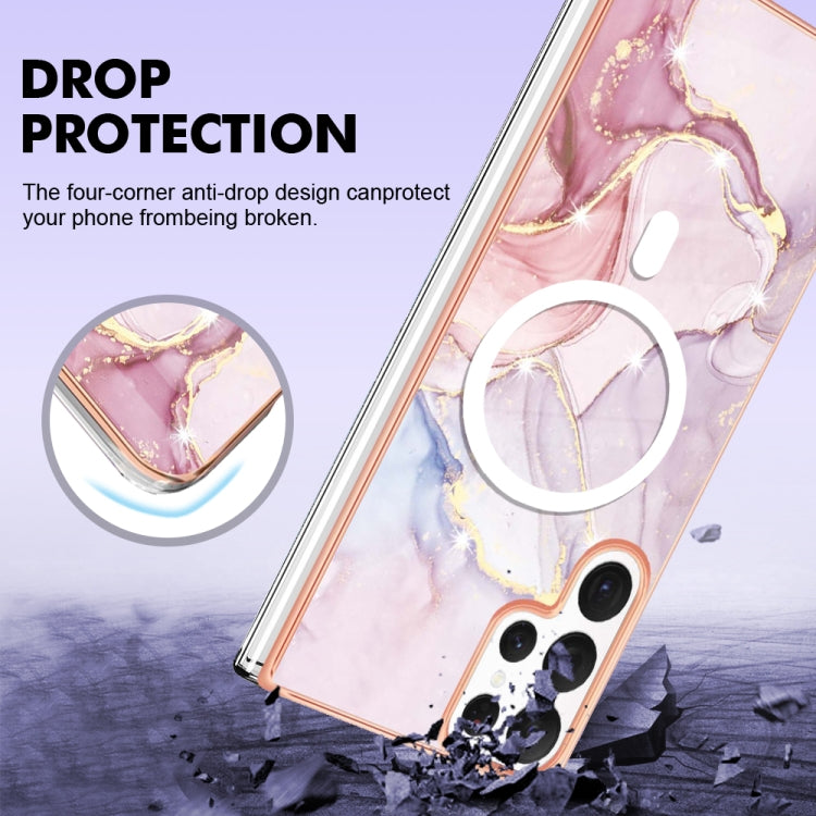 For Samsung Galaxy S22 Ultra 5G Marble Pattern Dual-side IMD Magsafe TPU Phone Case(Rose Gold 005) - Galaxy S22 Ultra 5G Cases by PMC TechLife | Online Shopping South Africa | PMC TechLife