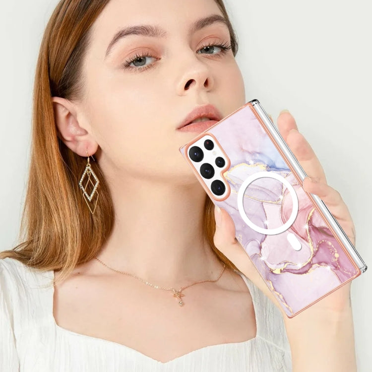 For Samsung Galaxy S22 Ultra 5G Marble Pattern Dual-side IMD Magsafe TPU Phone Case(Rose Gold 005) - Galaxy S22 Ultra 5G Cases by PMC TechLife | Online Shopping South Africa | PMC TechLife