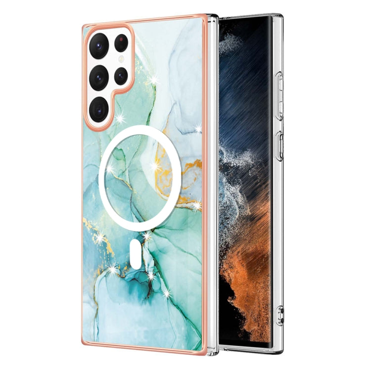 For Samsung Galaxy S22 Ultra 5G Marble Pattern Dual-side IMD Magsafe TPU Phone Case(Green 003) - Galaxy S22 Ultra 5G Cases by PMC TechLife | Online Shopping South Africa | PMC TechLife