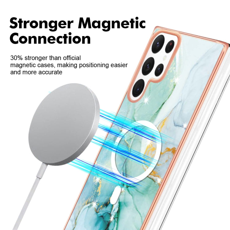 For Samsung Galaxy S22 Ultra 5G Marble Pattern Dual-side IMD Magsafe TPU Phone Case(Green 003) - Galaxy S22 Ultra 5G Cases by PMC TechLife | Online Shopping South Africa | PMC TechLife