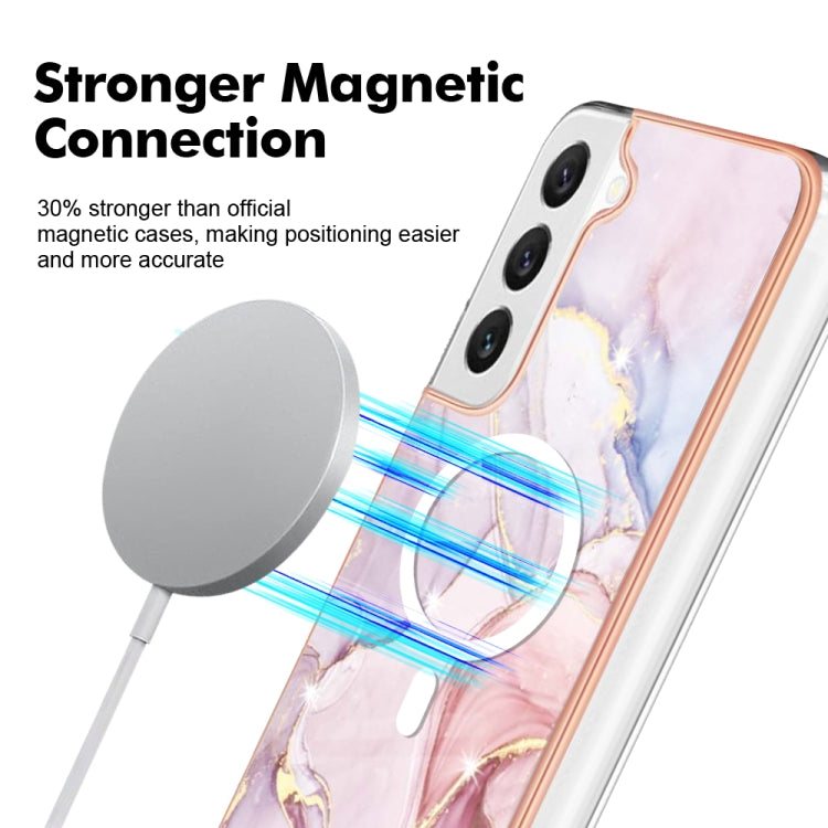 For Samsung Galaxy S23+ 5G Marble Pattern Dual-side IMD Magsafe TPU Phone Case(Rose Gold 005) - Galaxy S23+ 5G Cases by PMC TechLife | Online Shopping South Africa | PMC TechLife