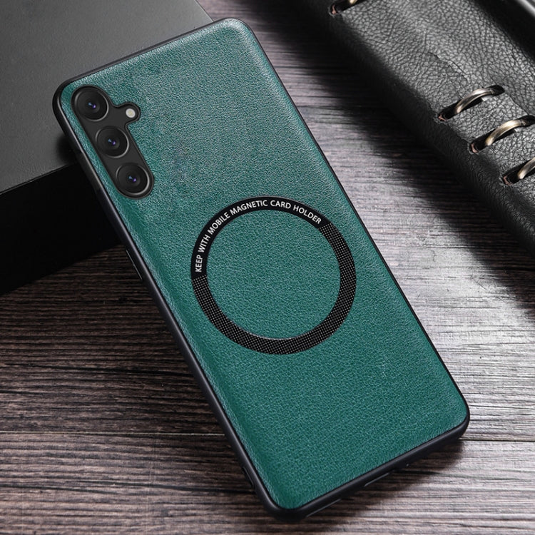 For Samsung Galaxy S23 FE 5G MagSafe Magnetic PU Phone Case(Green) - Galaxy S23 FE 5G Cases by PMC TechLife | Online Shopping South Africa | PMC TechLife