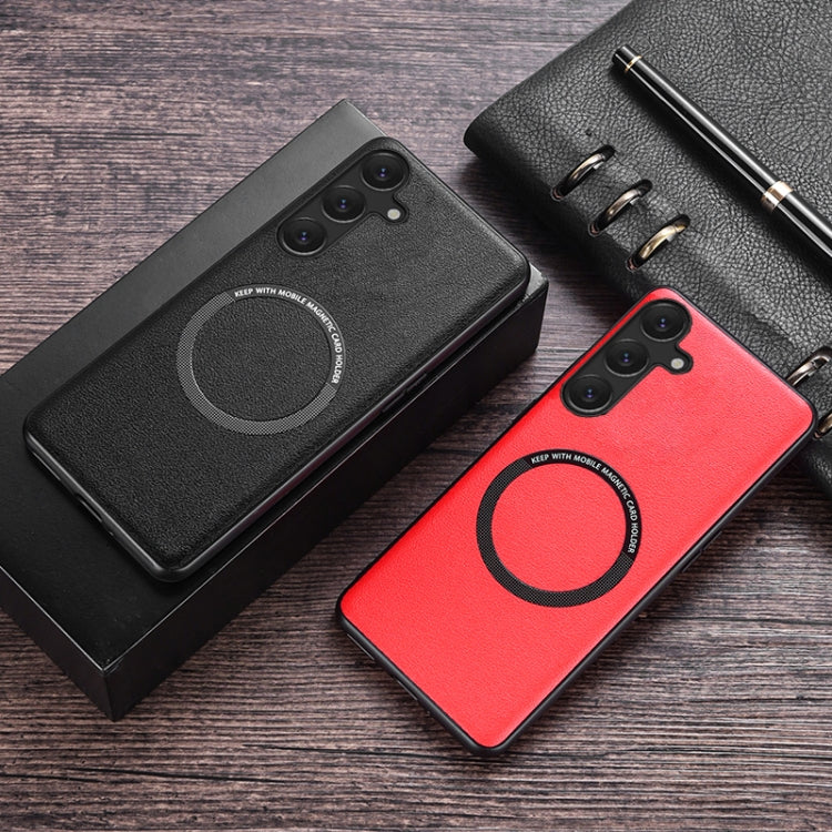 For Samsung Galaxy A35 MagSafe Magnetic PU Phone Case(Black) - Galaxy Phone Cases by PMC TechLife | Online Shopping South Africa | PMC TechLife