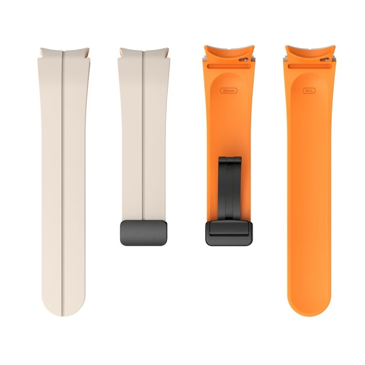 For Samsung Galaxy Watch 6 / 6 Classic Dual Color Magnetic Folding Buckle Silicone Watch Band(Starlight+Orange) - free shipping - PMC TechLife - Order now!