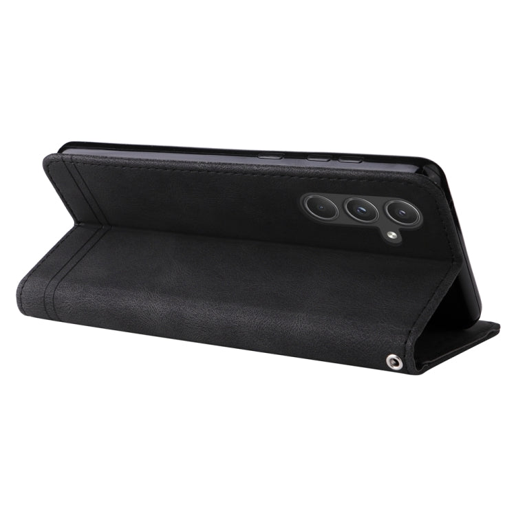 For Samsung Galaxy A55 Skin Feel Life Tree Metal Button Leather Phone Case(Black) - Galaxy Phone Cases by PMC TechLife | Online Shopping South Africa | PMC TechLife | Buy Now Pay Later Mobicred