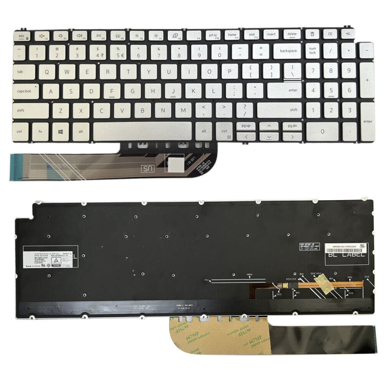 For Dell Inspiron 15 7590 / 7791 / 5584 US Version Backlight Laptop Keyboard(Silver) - Dell Spare Parts by PMC TechLife | Online Shopping South Africa | PMC TechLife