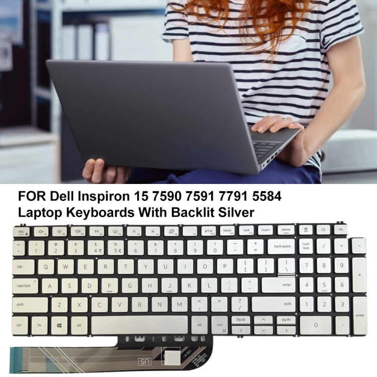 For Dell Inspiron 15 7590 / 7791 / 5584 US Version Backlight Laptop Keyboard(Silver) - Dell Spare Parts by PMC TechLife | Online Shopping South Africa | PMC TechLife