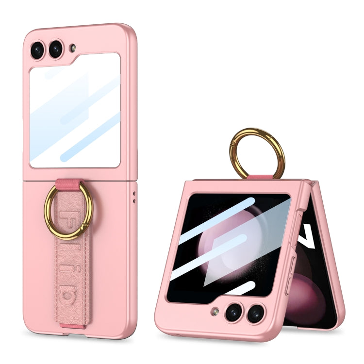 For Samsung Galaxy Z Flip5 GKK Integrated Ultrathin Shockproof Phone Case with Ring Wrist Strap(Pink) - Galaxy Z Flip5 Cases by GKK | Online Shopping South Africa | PMC TechLife