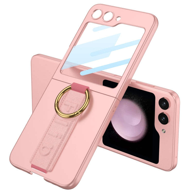 For Samsung Galaxy Z Flip5 GKK Integrated Ultrathin Shockproof Phone Case with Ring Wrist Strap(Pink) - Galaxy Z Flip5 Cases by GKK | Online Shopping South Africa | PMC TechLife