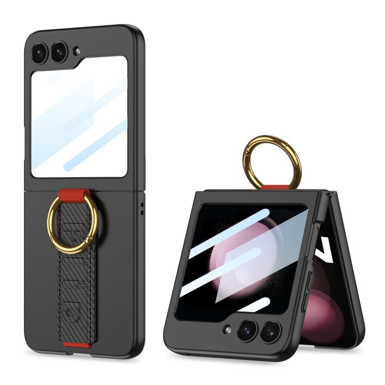 For Samsung Galaxy Z Flip5 GKK Integrated Ultrathin Shockproof Phone Case with Ring Wrist Strap(Carbon Fiber) - Galaxy Z Flip5 Cases by GKK | Online Shopping South Africa | PMC TechLife