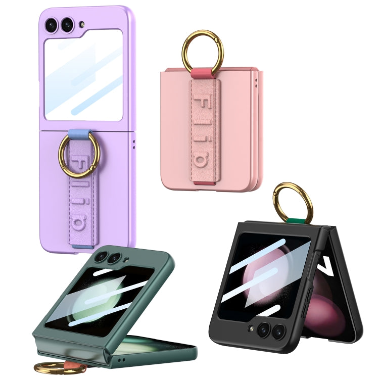 For Samsung Galaxy Z Flip5 GKK Integrated Ultrathin Shockproof Phone Case with Ring Wrist Strap(Carbon Fiber) - Galaxy Z Flip5 Cases by GKK | Online Shopping South Africa | PMC TechLife