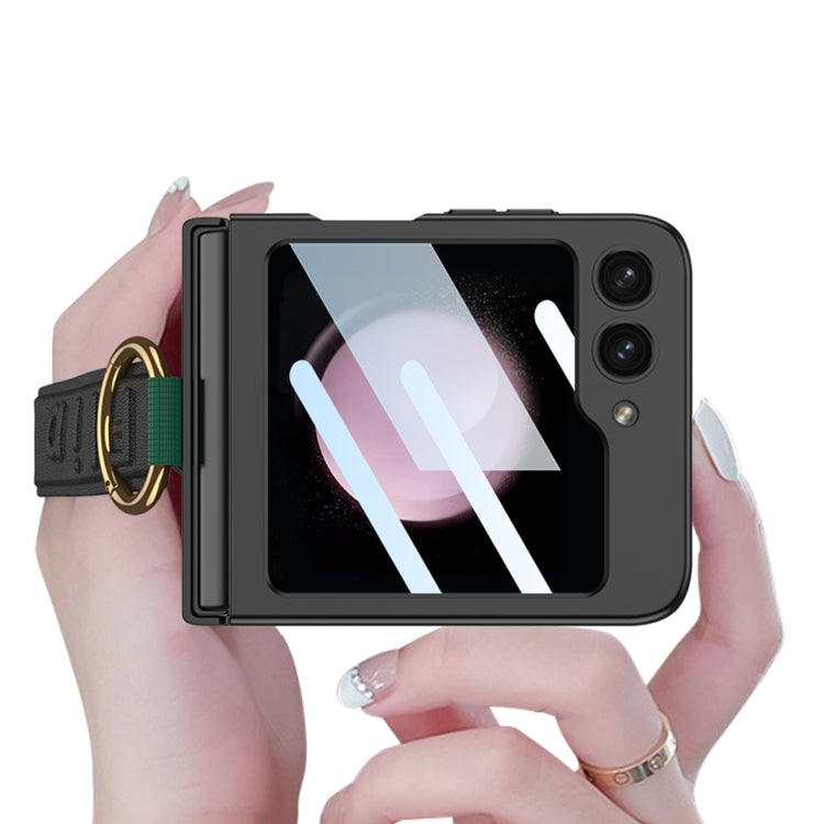 For Samsung Galaxy Z Flip5 GKK Integrated Ultrathin Shockproof Phone Case with Ring Wrist Strap(Carbon Fiber) - Galaxy Z Flip5 Cases by GKK | Online Shopping South Africa | PMC TechLife