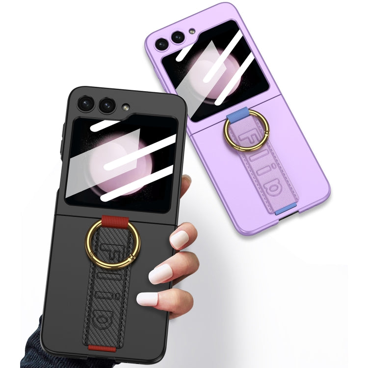 For Samsung Galaxy Z Flip5 GKK Integrated Ultrathin Shockproof Phone Case with Ring Wrist Strap(Carbon Fiber) - Galaxy Z Flip5 Cases by GKK | Online Shopping South Africa | PMC TechLife