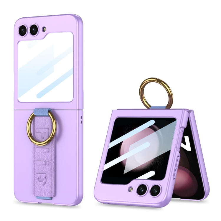 For Samsung Galaxy Z Flip5 GKK Integrated Ultrathin Shockproof Phone Case with Ring Wrist Strap(Purple) - Galaxy Z Flip5 Cases by GKK | Online Shopping South Africa | PMC TechLife | Buy Now Pay Later Mobicred