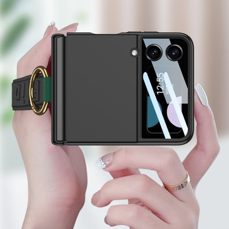 For Samsung Galaxy Z Flip4 5G GKK Integrated Ultrathin Shockproof Phone Case with Ring Wrist Strap(Carbon Fiber) - Galaxy Z Flip4 5G Cases by GKK | Online Shopping South Africa | PMC TechLife | Buy Now Pay Later Mobicred