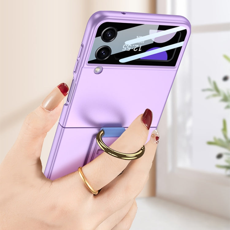 For Samsung Galaxy Z Flip4 5G GKK Integrated Ultrathin Shockproof Phone Case with Ring Wrist Strap(Carbon Fiber) - Galaxy Z Flip4 5G Cases by GKK | Online Shopping South Africa | PMC TechLife | Buy Now Pay Later Mobicred