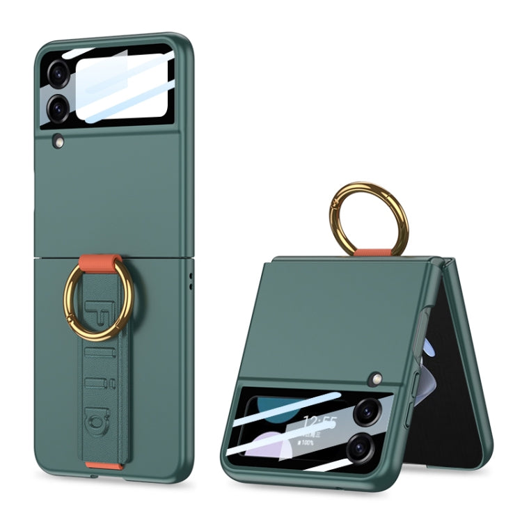 For Samsung Galaxy Z Flip3 5G GKK Integrated Ultrathin Shockproof Phone Case with Ring Wrist Strap(Green) - Galaxy Phone Cases by GKK | Online Shopping South Africa | PMC TechLife | Buy Now Pay Later Mobicred