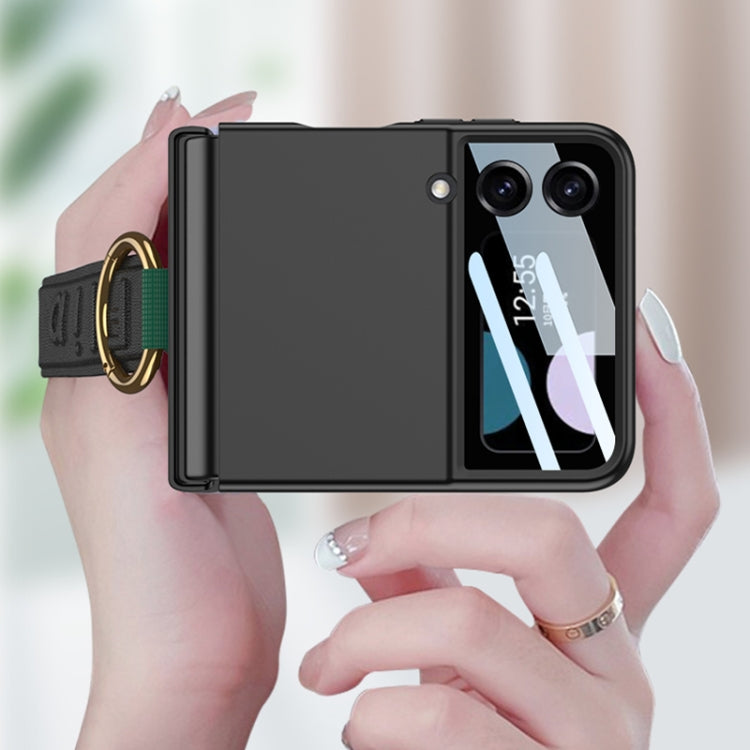 For Samsung Galaxy Z Flip3 5G GKK Integrated Ultrathin Shockproof Phone Case with Ring Wrist Strap(Green) - Galaxy Phone Cases by GKK | Online Shopping South Africa | PMC TechLife | Buy Now Pay Later Mobicred