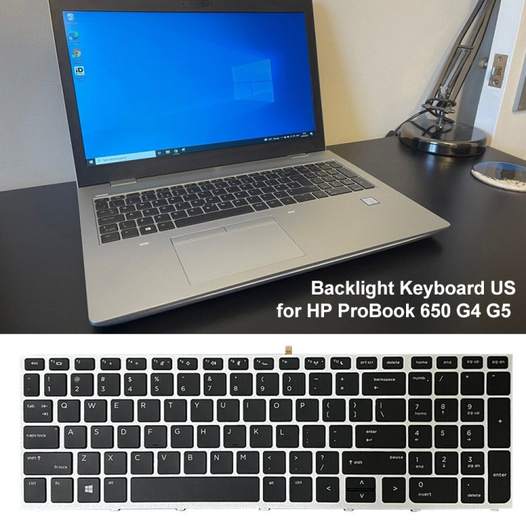For HP ProBook 650 G4 Silver Frame US Version Laptop Backlight Keyboard - HP Spare Parts by PMC TechLife | Online Shopping South Africa | PMC TechLife | Buy Now Pay Later Mobicred