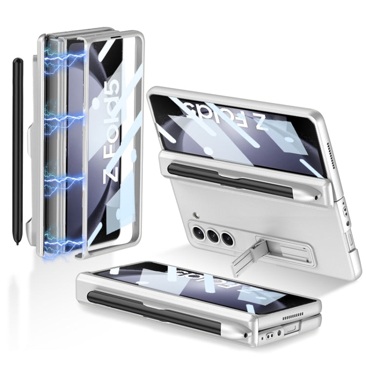 For Samsung Galaxy Z Fold5 GKK Full Coverage Magnetic Fold Hinge Phone Case with Pen Slots(Silver) - free shipping - PMC TechLife - Order now!