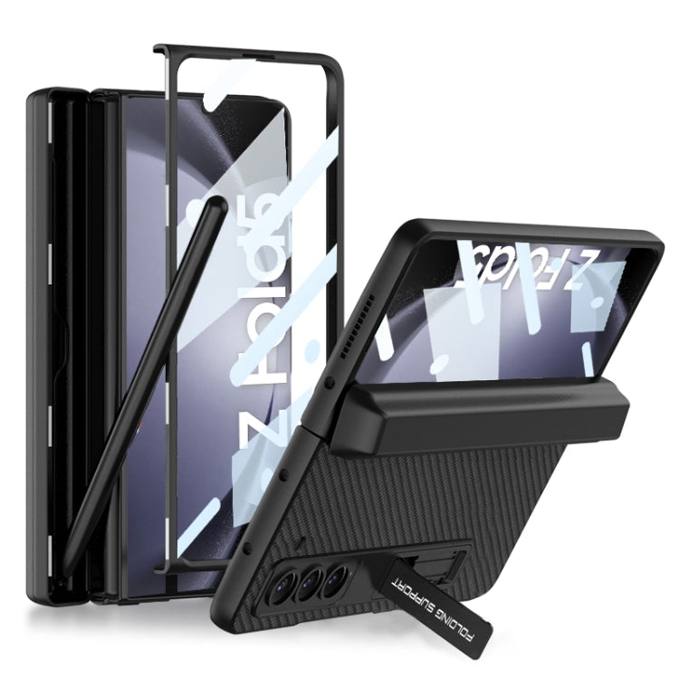 For Samsung Galaxy Z Fold5 GKK Integrated Magnetic Flip Plain Leather Phone Case with Pen Box(Carbon Fiber) - free shipping - PMC TechLife - Order now!