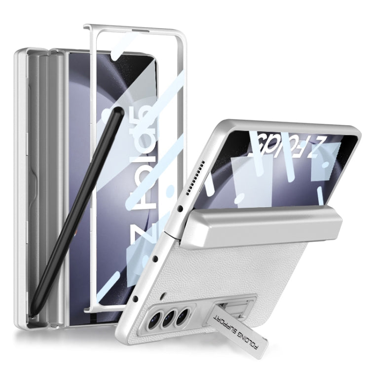 For Samsung Galaxy Z Fold5 GKK Integrated Magnetic Flip Plain Leather Phone Case with Pen Box(Silver) - free shipping - PMC TechLife - Order now!