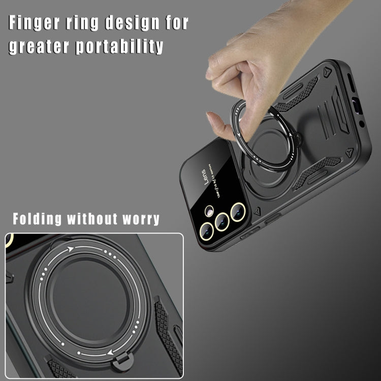 For Samsung Galaxy A14 5G Large Window MagSafe Holder Phone Case(Blue) - Galaxy Phone Cases by PMC TechLife | Online Shopping South Africa | PMC TechLife